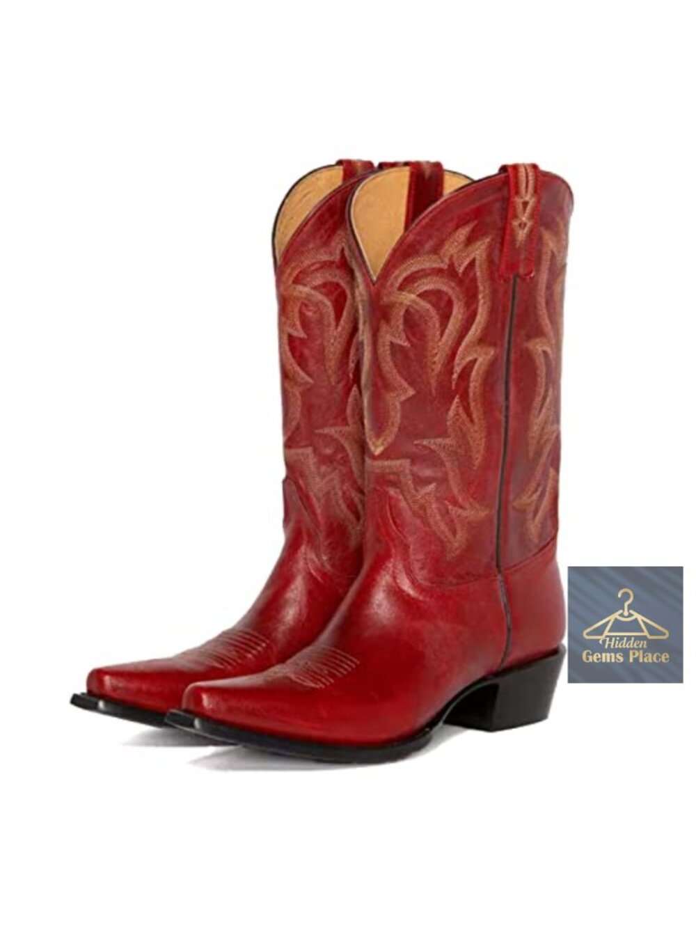 Western Cowboy Boots Vegan Leather Pointed Toe Mid Calf Women